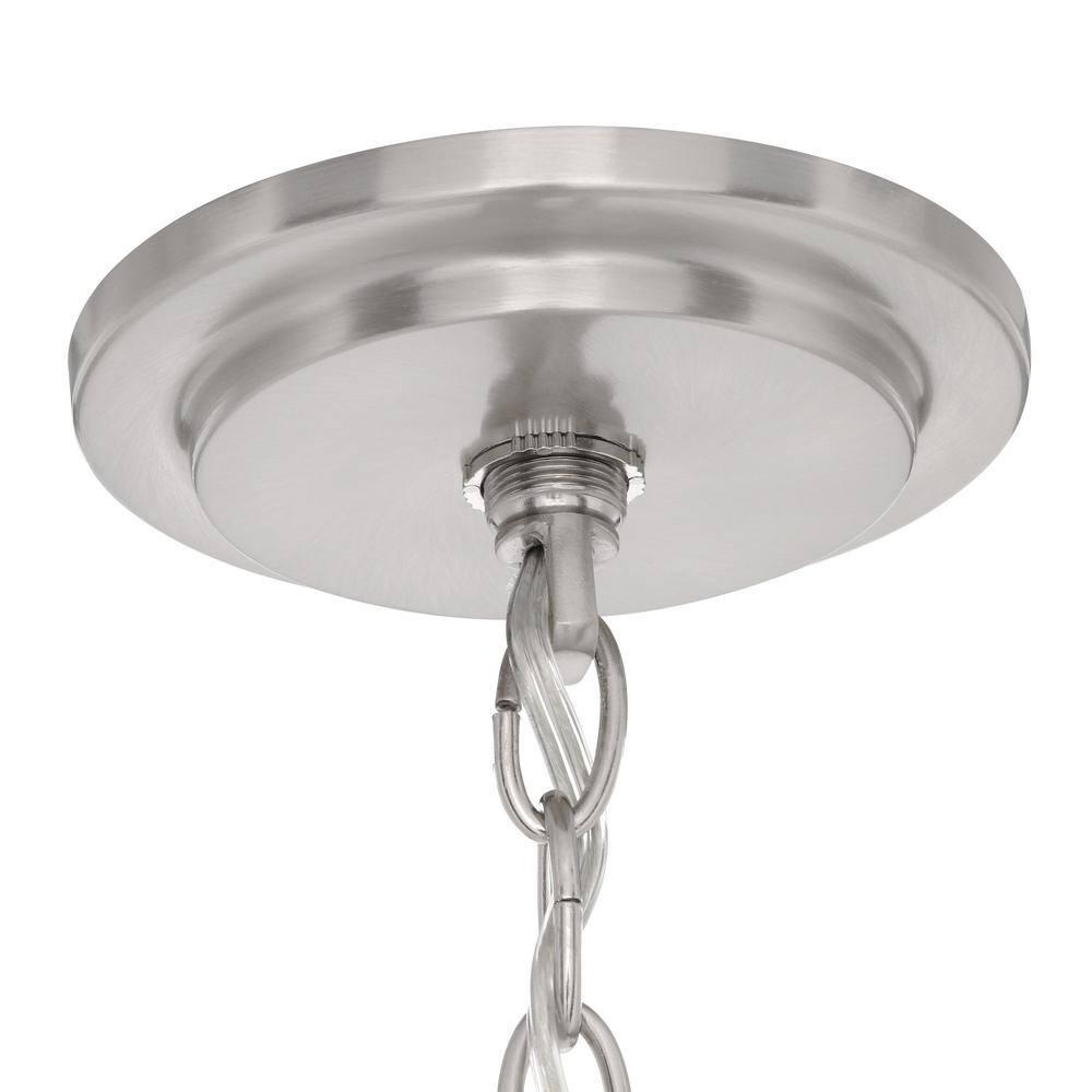 Contemporary Elegance Brushed Nickel 12-Light Chandelier with Etched White Glass