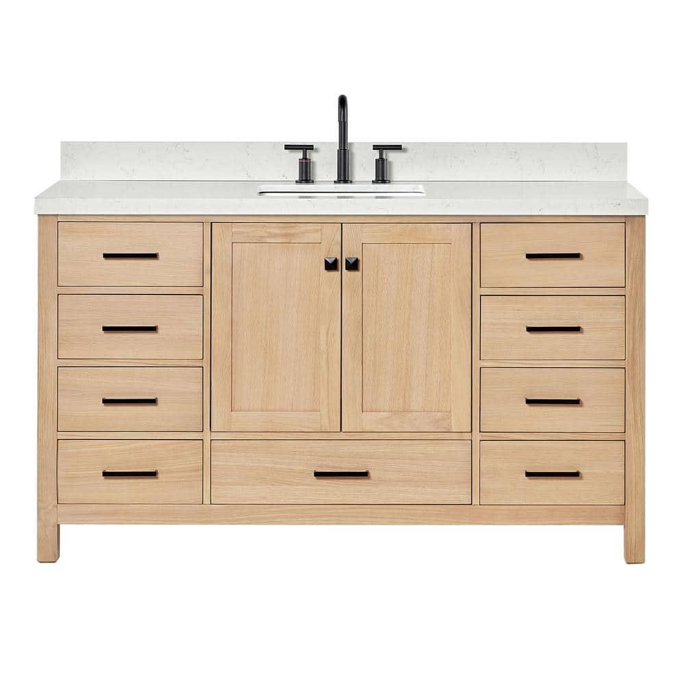 ARIEL Cambridge 60.25 Single Sink Bathroom Vanity with Carrara White Quartz Top