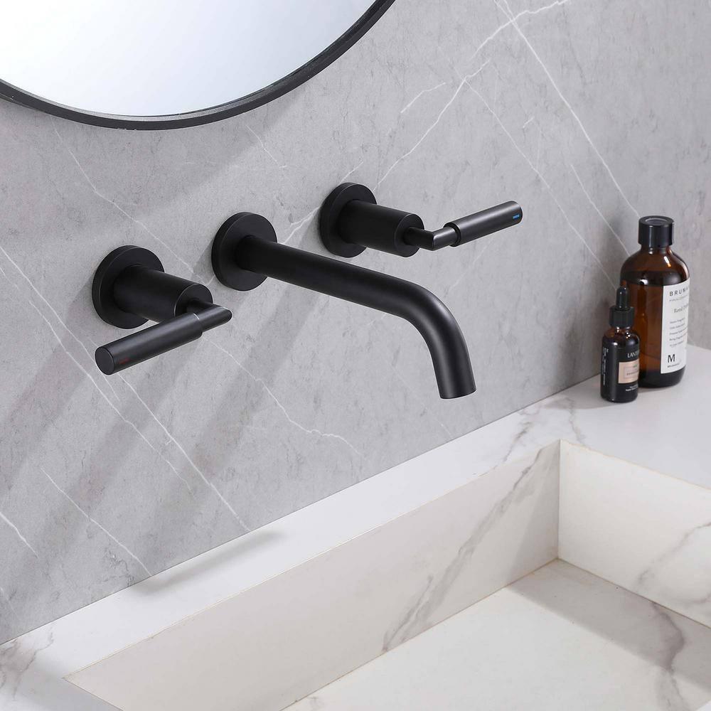 10.08" Widespread Bathroom Faucet 3 Hole, 2-handle Bathroom Sink Faucet with Drain Assembly