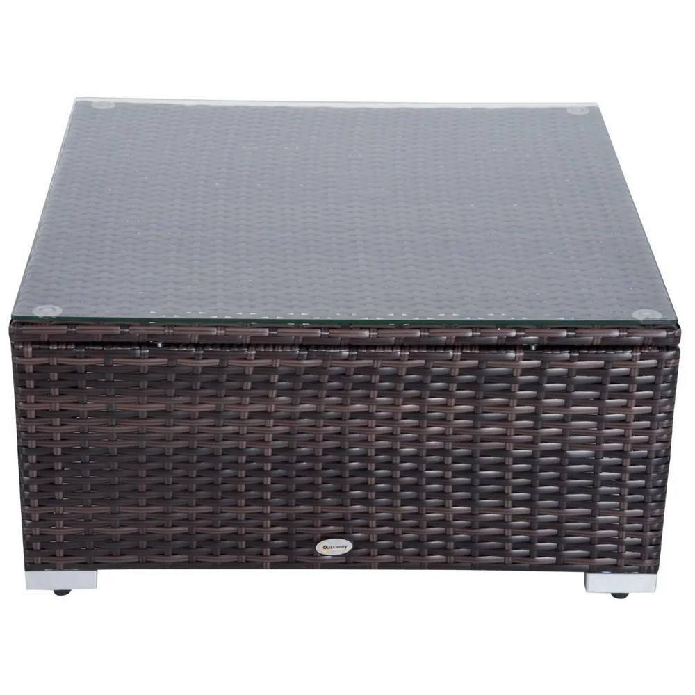 Outsunny 6 Pieces Outdoor PE Rattan Sofa Set, Sectional Conversation Wicker Patio Couch Furniture Set with Cushions and Coffee Table, White