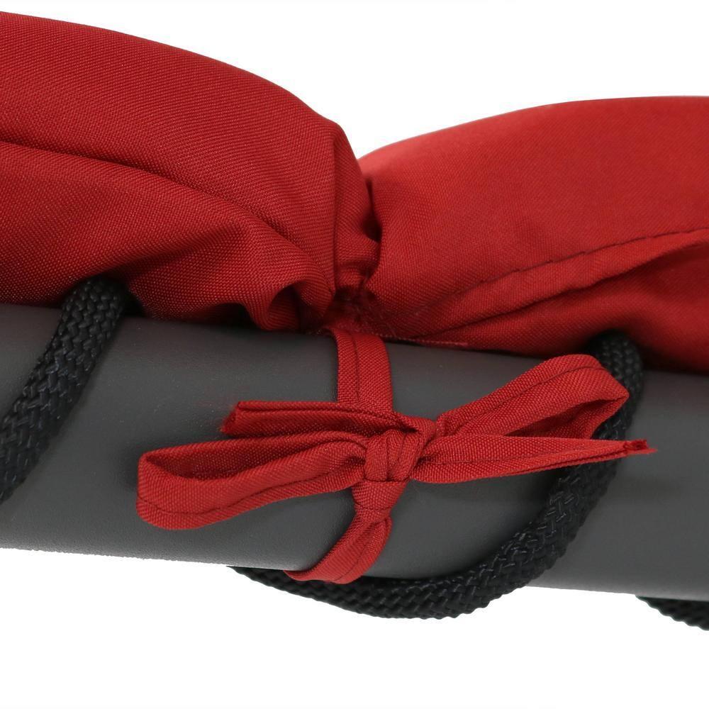 Sunnydaze Outdoor Hanging Chaise Floating Lounge Chair with Canopy Umbrella and Arc Stand, Burnt Orange