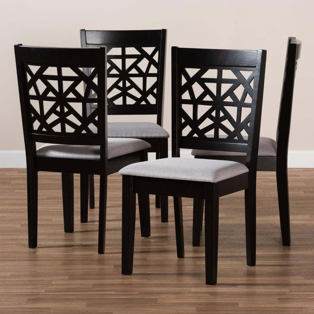 Baxton Studio Jackson Gray Upholstered Espresso Wood 4-Piece Dining Chair Set