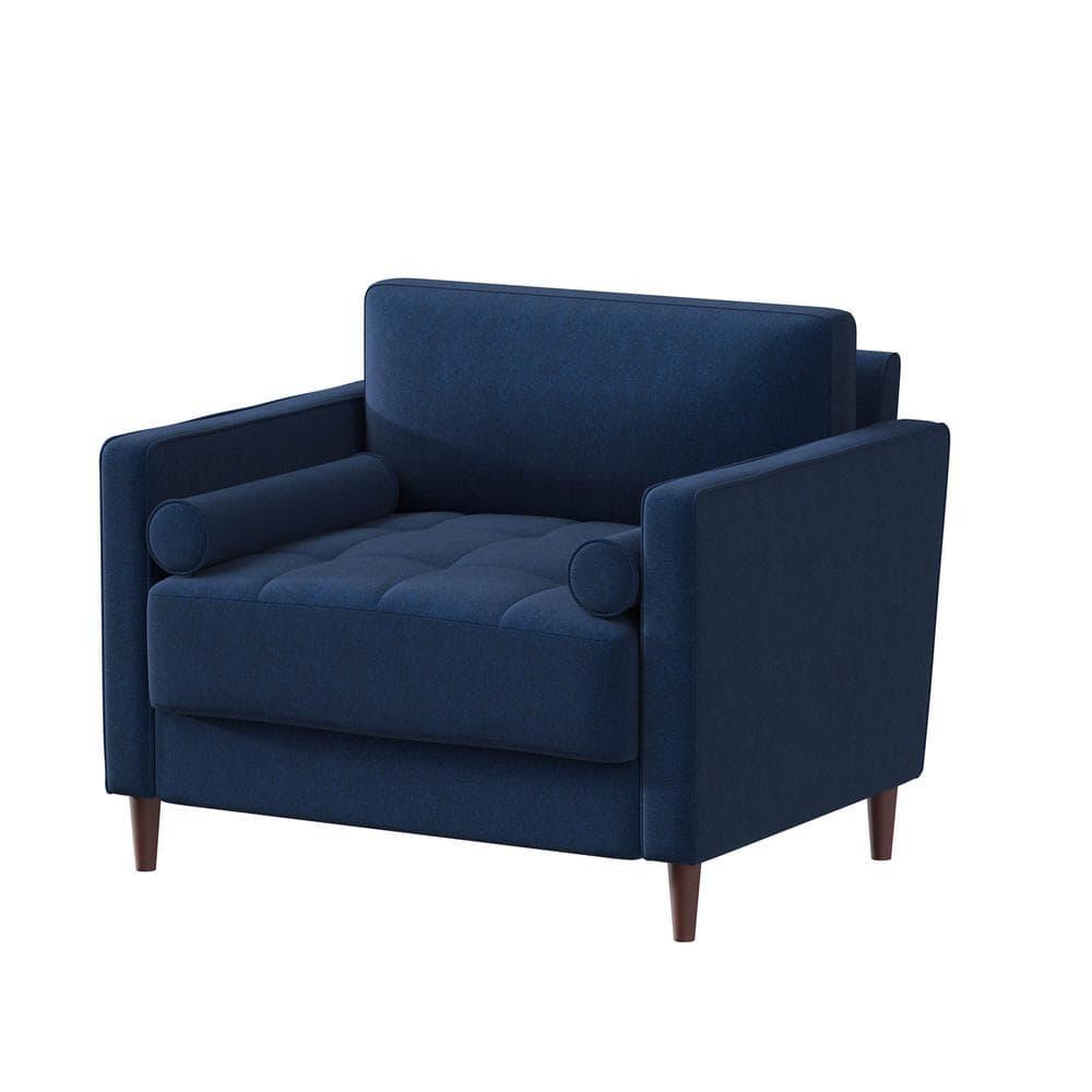 LifeStyle Solutions Jareth King Chair in Navy Blue Fabric Upholstery