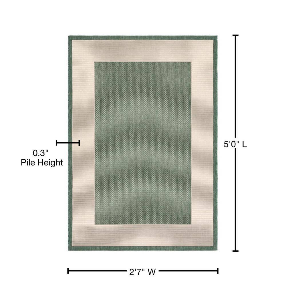 Courtyard CY7987 Power Loomed Indoor/Outdoor Accent Rug - Dark Green/Beige - 2'7"x5' - Safavieh.