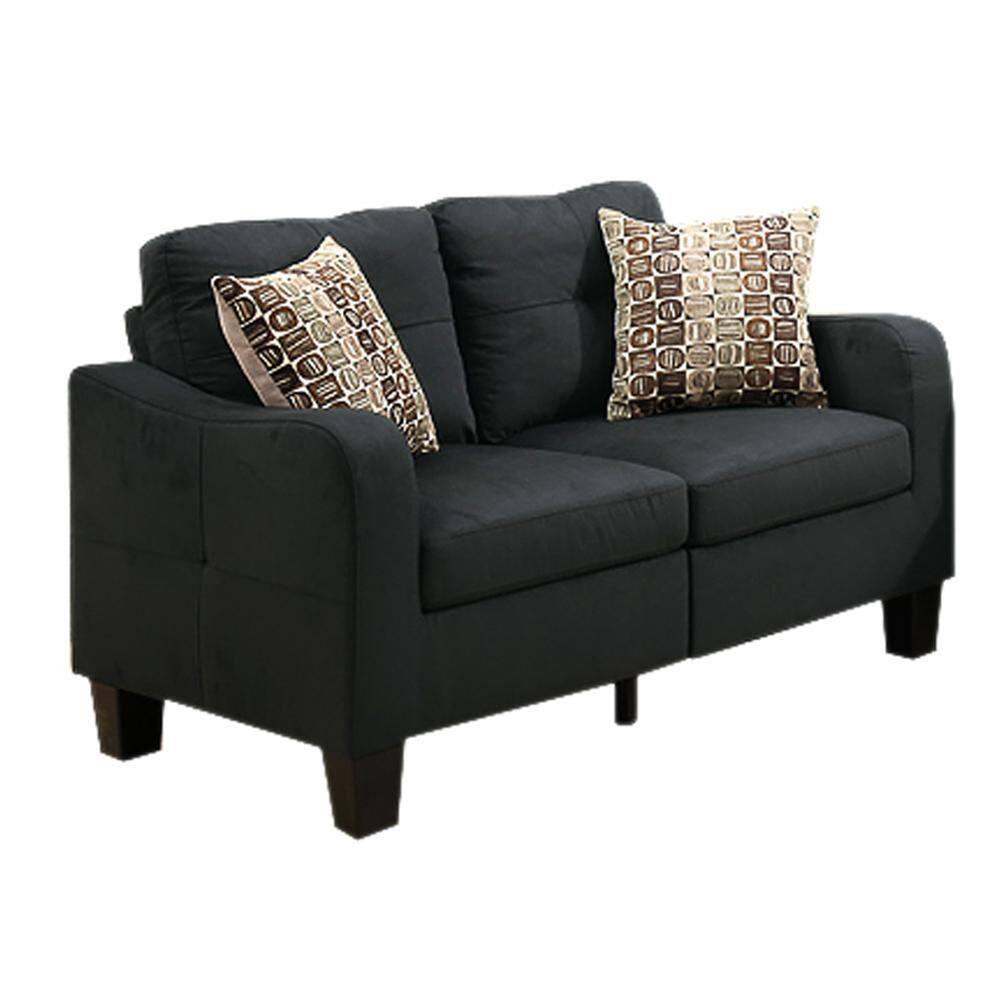 Benjara Polyfiber 2 Pieces Sofa Set With Accent Pillows Dark Gray-Color:Gray