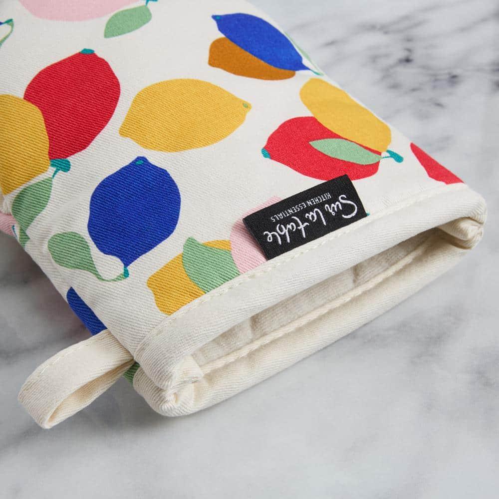 Sur La Table Kitchen Essentials SUR LA TABLE KITCHEN ESSENTIALS Lemon Zest Citrus Fruit Mini Oven Mitt Set Yellow/Blue/Ivory 5.5"x8" (Set of 2)