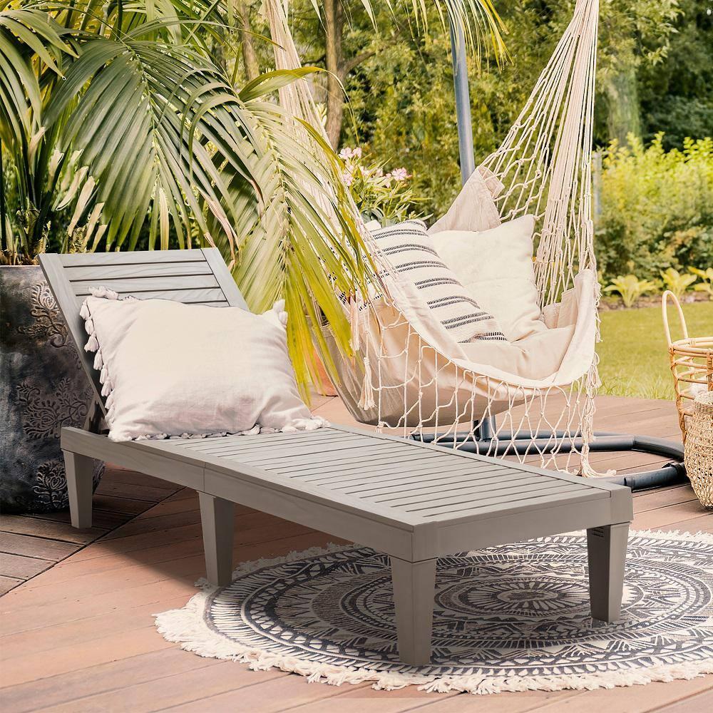 Topcobe Silla Reclinable de Exterior con Respaldo Ajustable en 5 Posiciones, Muebles para Terraza de Piscina, Marrón