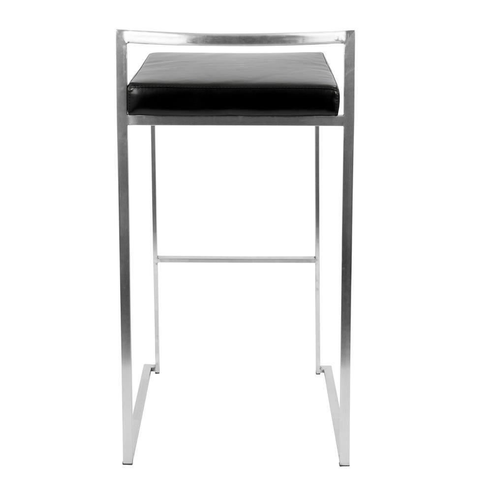 34" Set of 2 Fuji Contemporary Stackable Barstools Metal/Black Velvet - LumiSource: Low Back, Space-Saving Design