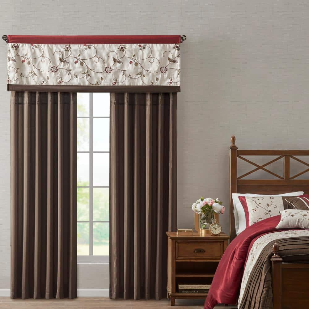 Madison Park Serene Floral Embroidered 50'' W Single Window Valance