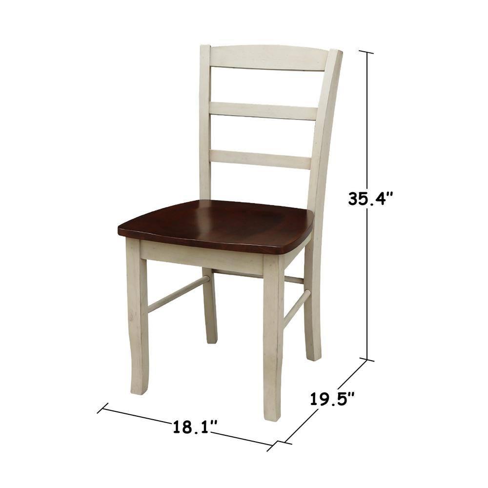 Set of 2 Madrid Ladderback Chairs Antiqued Almond/Espresso - International Concepts: Solid Wood, Unupholstered, Spot Clean