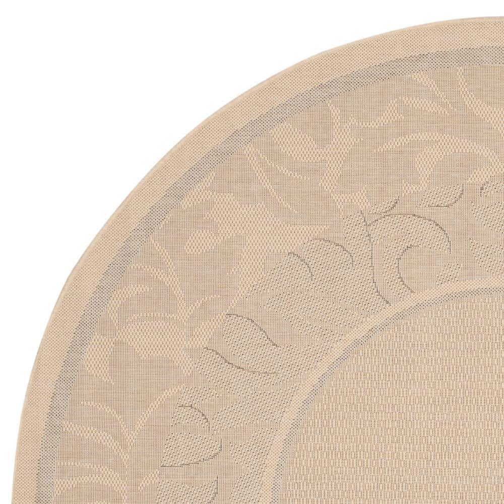 Courtyard CY1704 Power Loomed Indoor and Outdoor Area Rug - Natural/Brown - 5'3" Round - Safavieh