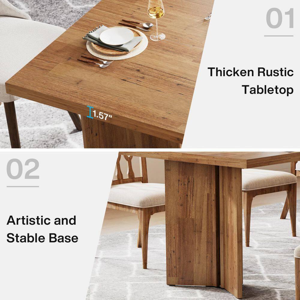 Tribesigns 63" Rectangular Dining Table for 4-6 People, Walnut
