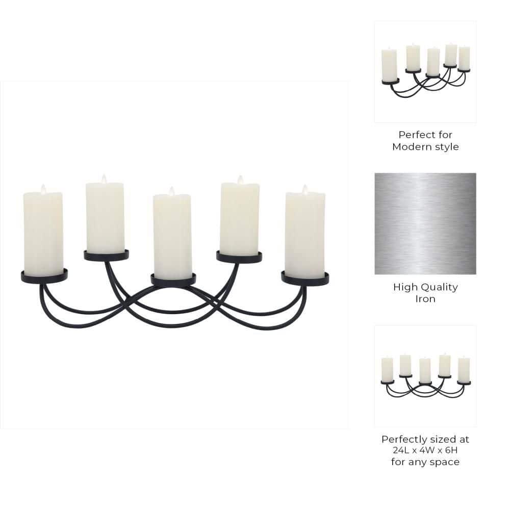 Sagebrook Home Metal, 24"l 5-pillar Holders, Black