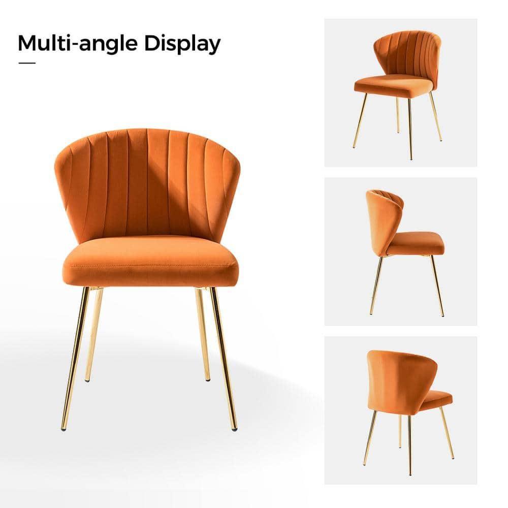 STCKJXX Velvet Dining Chair  Cute Armless Accent Chair Living Room Chair with Golden Legs  Mid Century Modern Upholstered Side Chair for Kitchen Vanity  Fuchsia