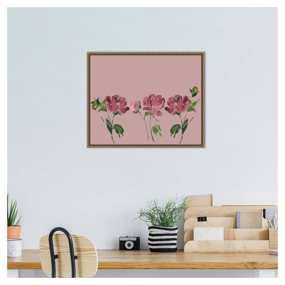 Amanti Art Trio Of Peony Blossoms by Lucille Price Canvas Wall Art Print Framed 20 x 16-in.