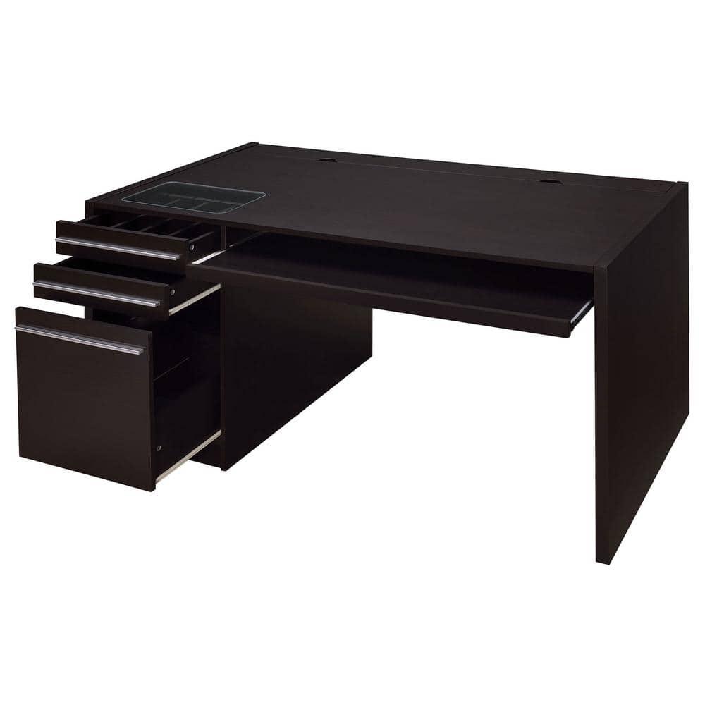 Halston 3 Drawer Office Desk Cappuccino - Coaster