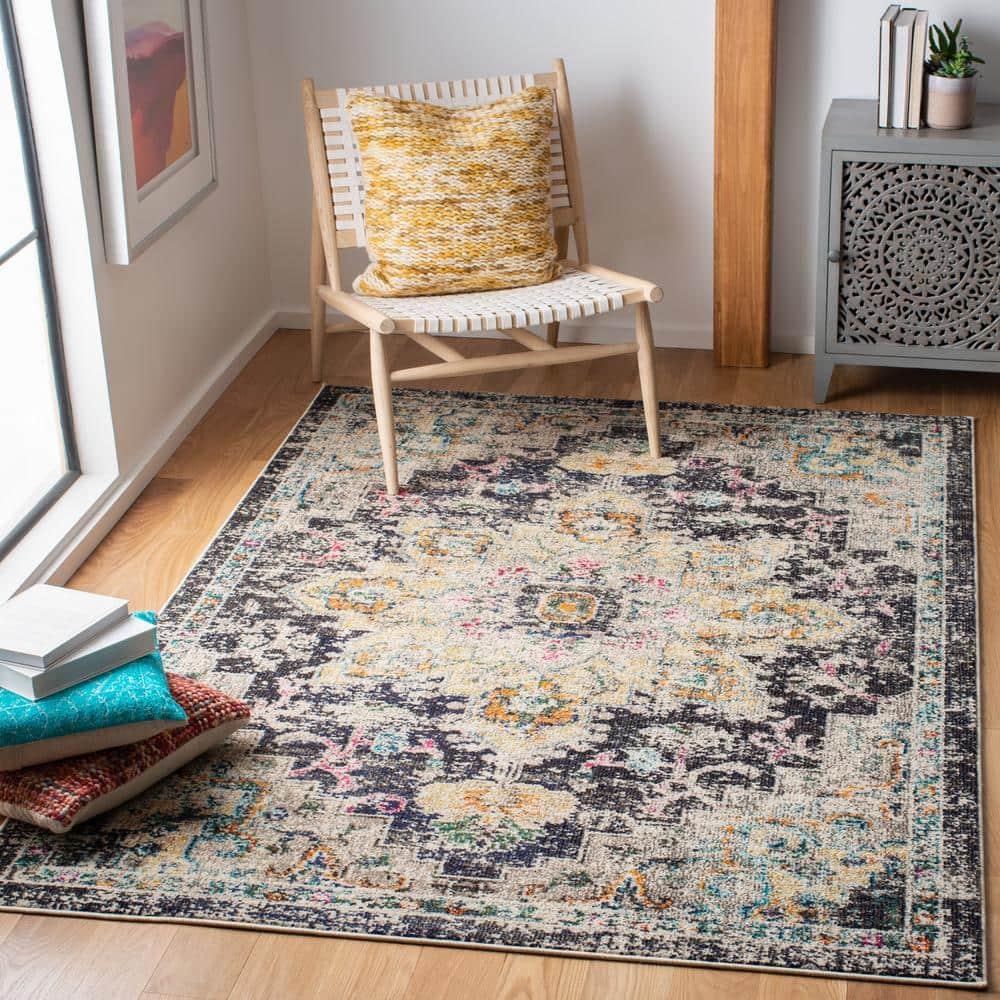 Madison MAD473 Power Loomed Indoor Area Rug - Black/Gold - 4'x6' - Safavieh