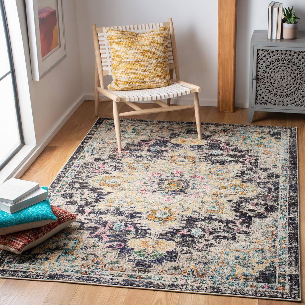Madison MAD473 Power Loomed Indoor Area Rug - Black/Gold - 6'x9' - Safavieh