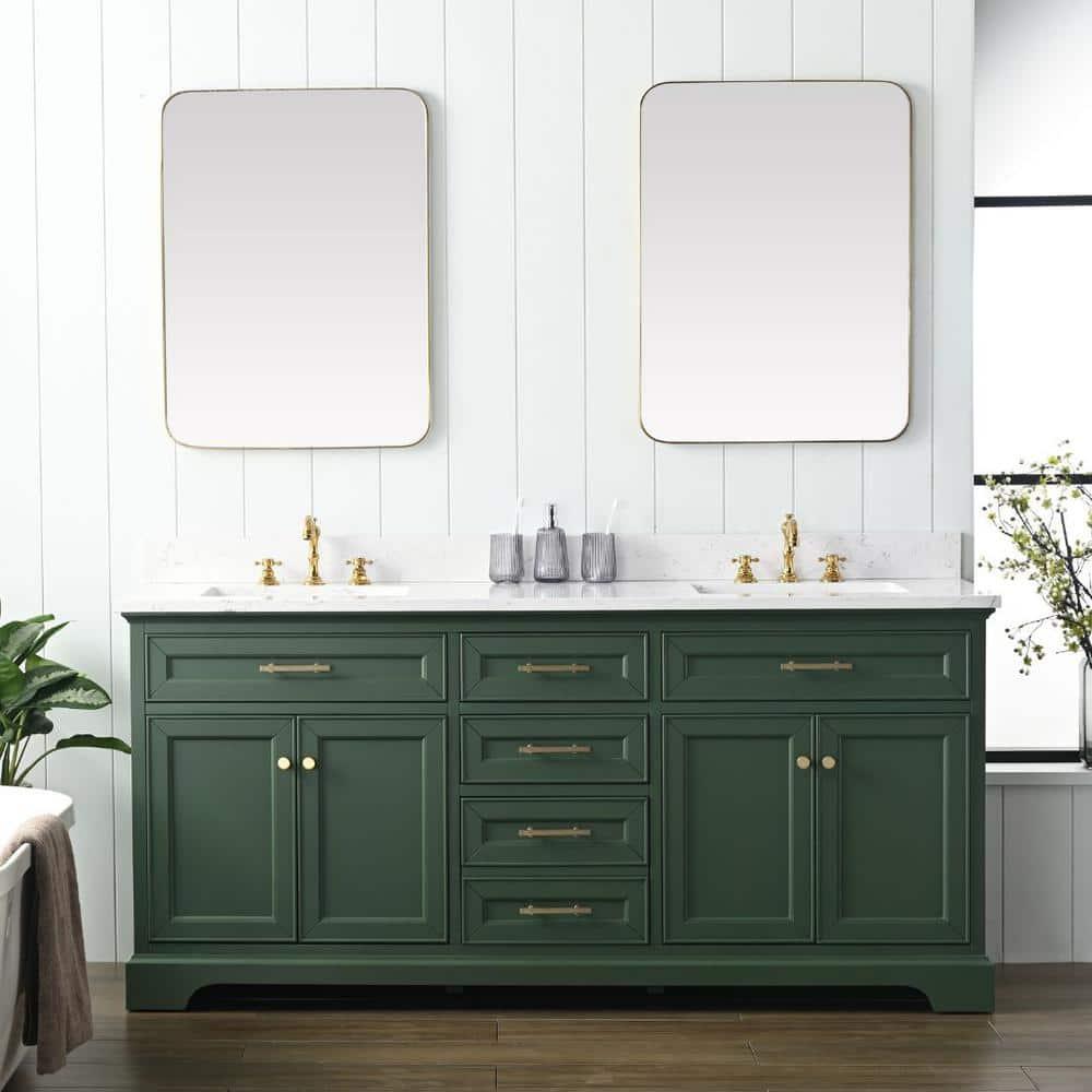 Zaviera 72'' Free-standing Double Bathroom Vanity with Engineered Stone Vanity Top