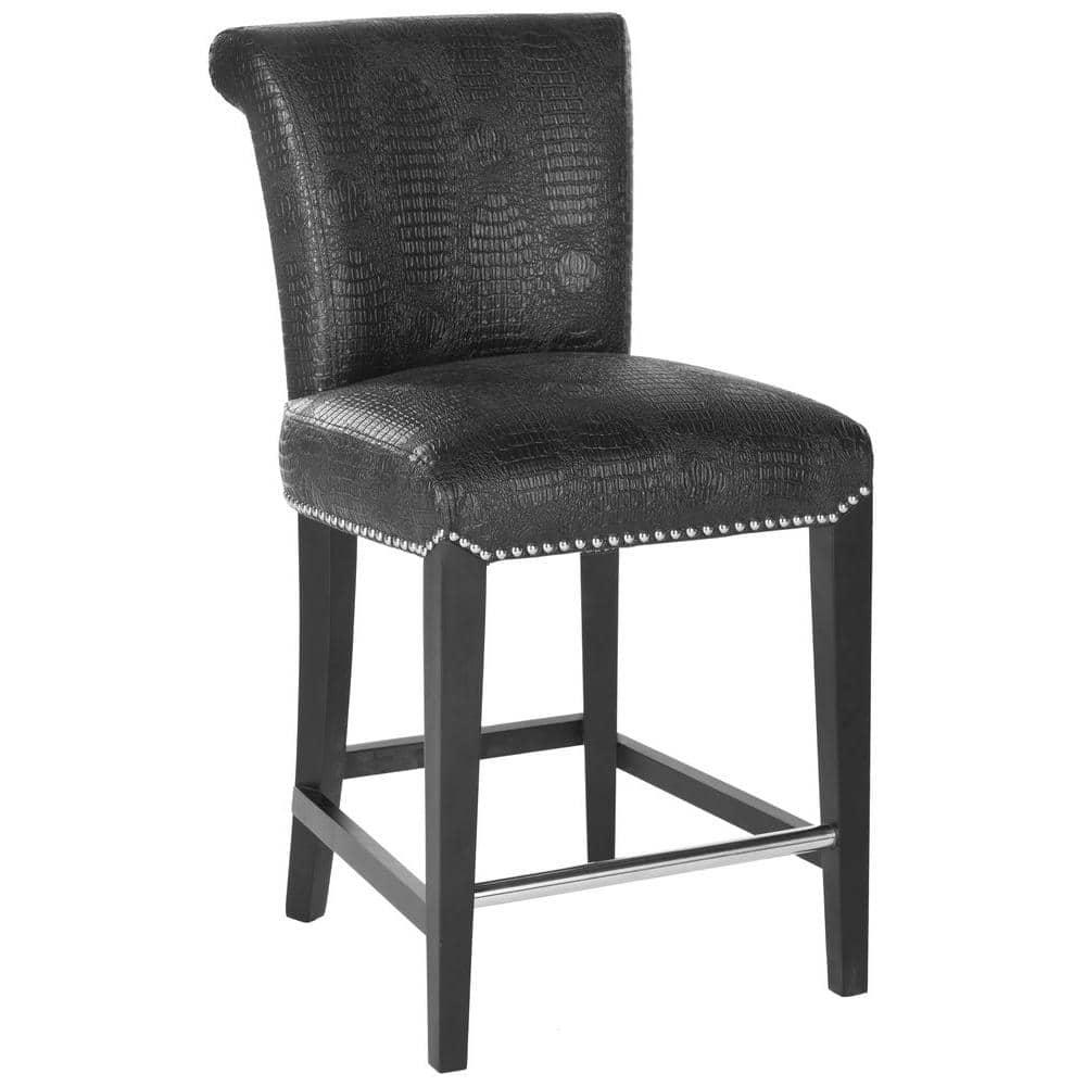 SAFAVIEH Seth Counter Stool Black / Crocodile