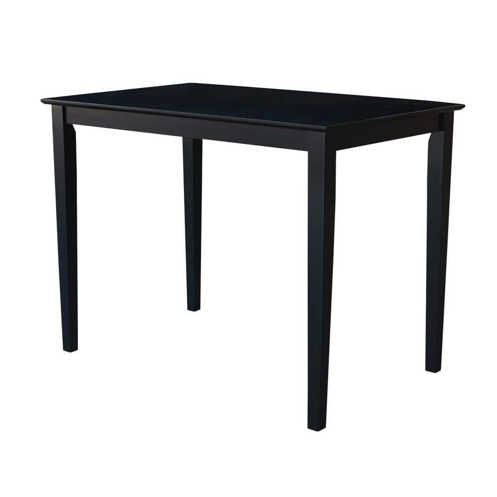 30" x 48" Solid Wood Top Counter Height Table with Shaker Legs Black - International Concepts: Parawood, Non-Extension