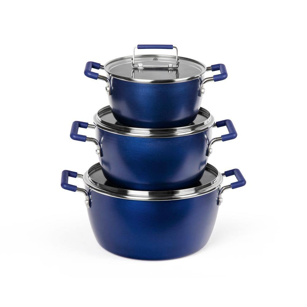Granitestone Granitestone 6 Piece Stackable Nonstick Nesting Pots with Lids, Dishwasher Safe
