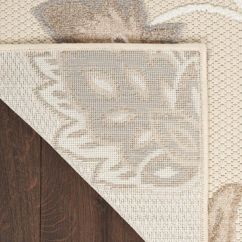 Nourison Aloha Floral Farmhouse Flatweave High-Low Indoor Outdoor Area Rug Beige 2'8" x 4'