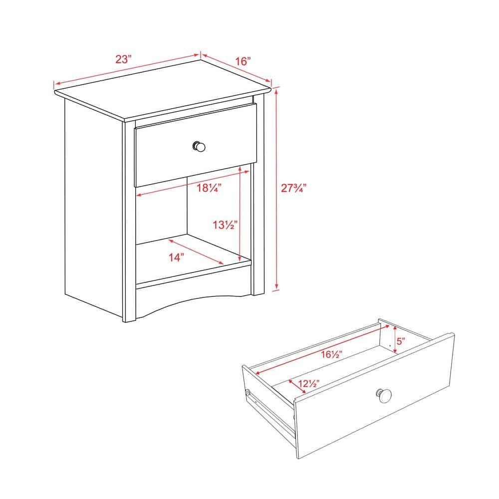 Fremont Nightstand Espresso - Prepac: Wood Composite Bedside Table with Drawer, 5 Year Warranty
