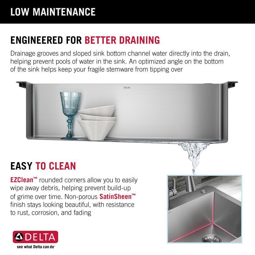 Delta Marca™ Drop-In Undermount Stainless Steel Single Bowl Kitchen Sink with Accessories