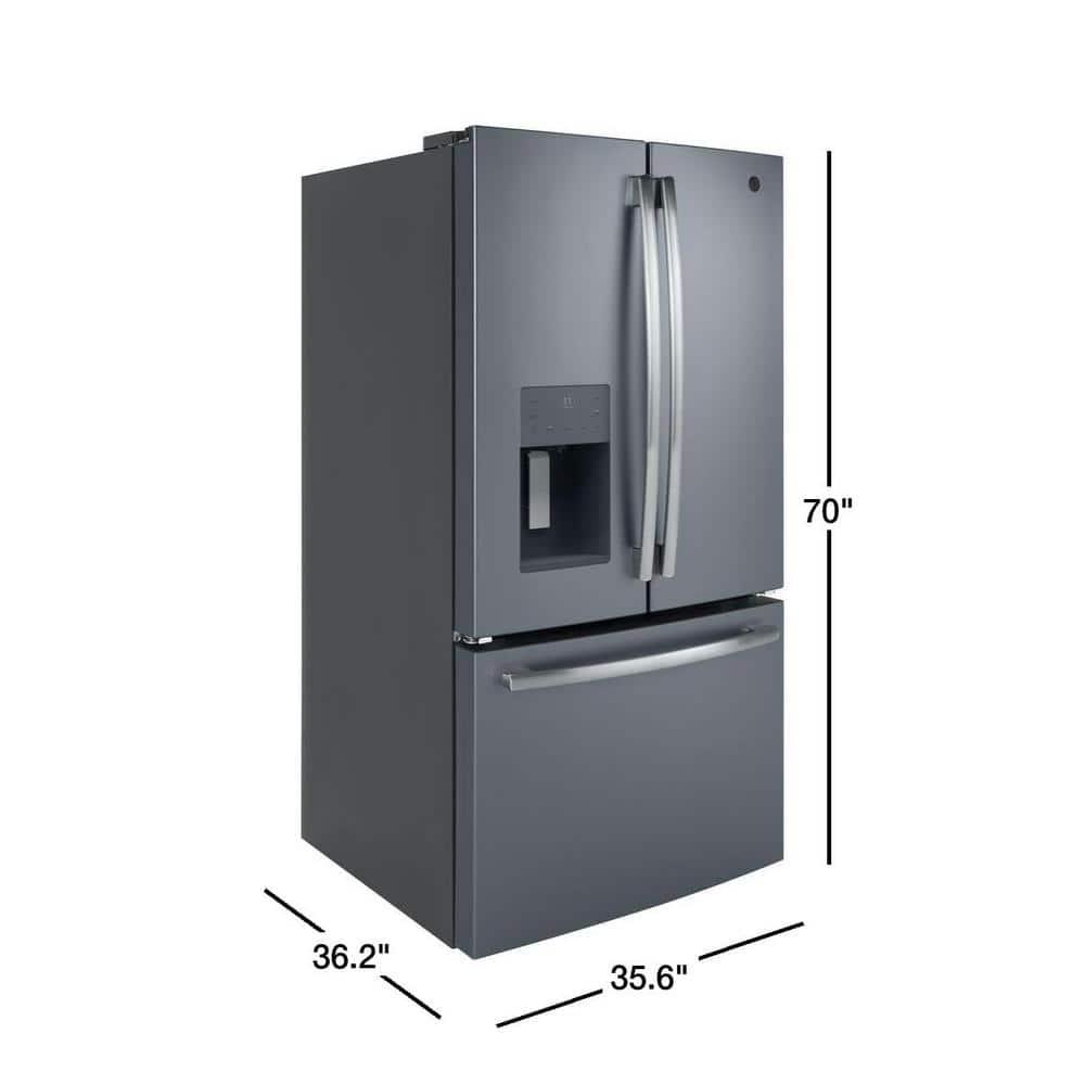 GE Appliances 25.5 Cubic Feet Energy Star Smudge-Resistant French Door Refrigerator with Water and Ice Dispenser