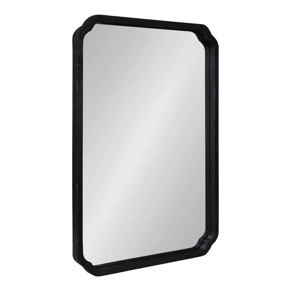 Kate & Laurel All Things Decor 24"x36" Marston Farmhouse Rectangle Wall Mirror Black: Modern Wood Frame, No Assembly Required
