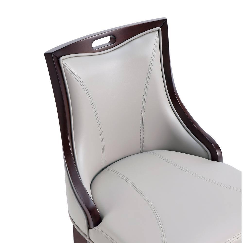 Emperor Faux Leather Barstool Light Gray - Manhattan Comfort: Walnut Finish, Beechwood Legs, Upholstered, 300 lbs Capacity