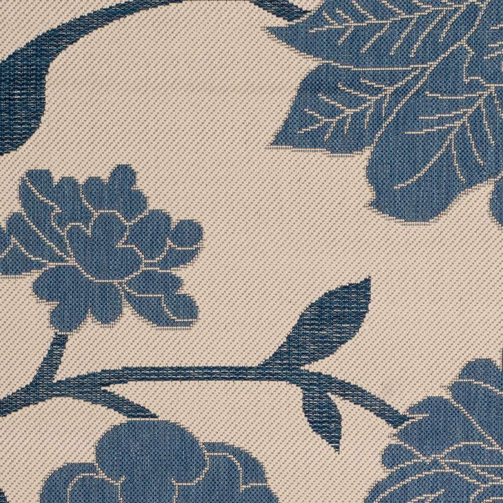 Courtyard CY7321 Power Loomed Indoor and Outdoor Area Rug - Beige/Blue - 4'x5'7" - Safavieh
