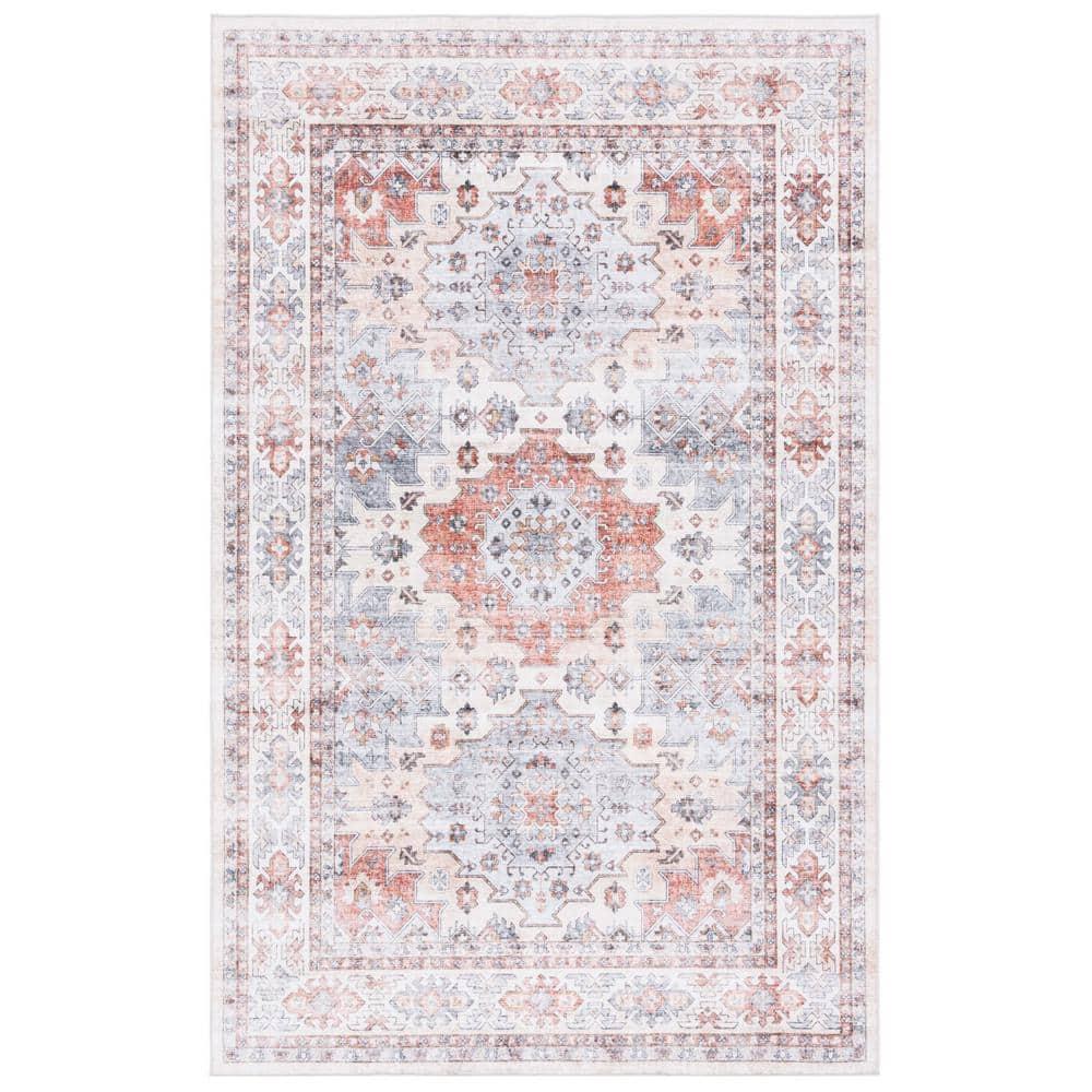Arizona ARZ512 Power Loomed Machine Washable Area Rug - Rust/Light Blue - 5'x8' - Safavieh.