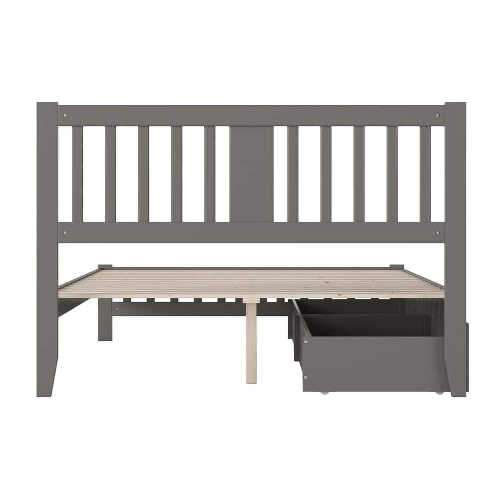 Tahoe Queen Bed with USB Turbo Charger & 2 Extra Long Drawers, Grey