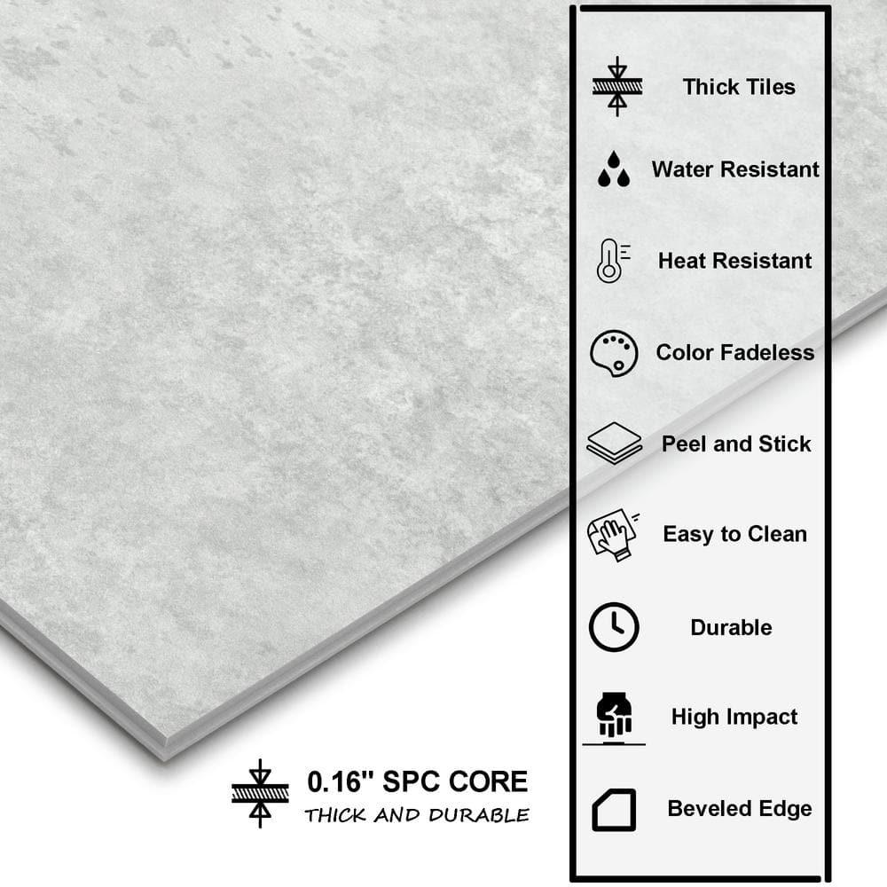 Sunwings 9'' x 9'' x 4mm SPC Peel & Stick Floor Tile Luxury Vinyl Flooring