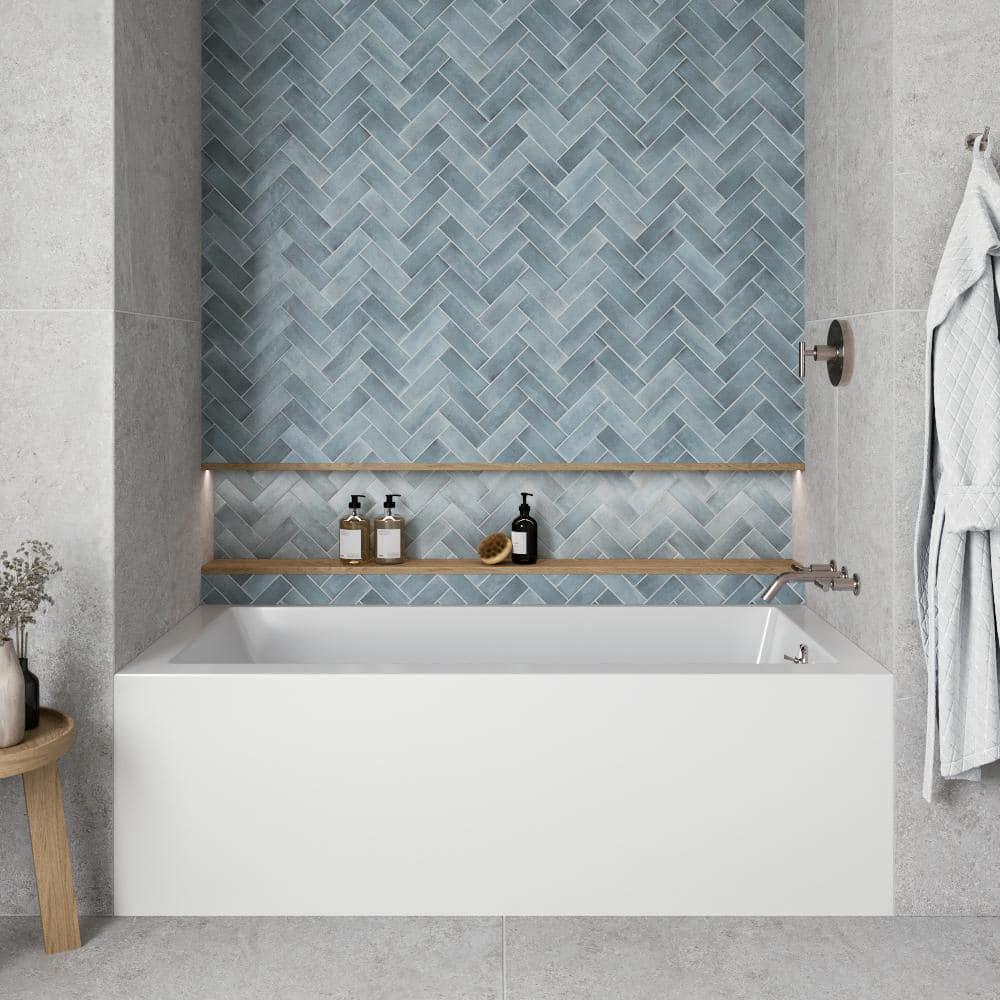 Streamline Bath Streamline 66 in. x 32 in. Acrylic Right-Hand Drain Alcove Bathtub in Glossy White With External Drain NAL-5620-BNK
