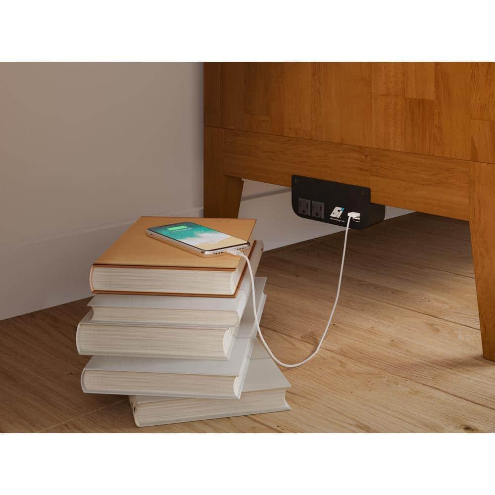 AFI Santa Fe Full Wood Murphy Bed Chest with Mattress and Built-in Charger, Light Toffee