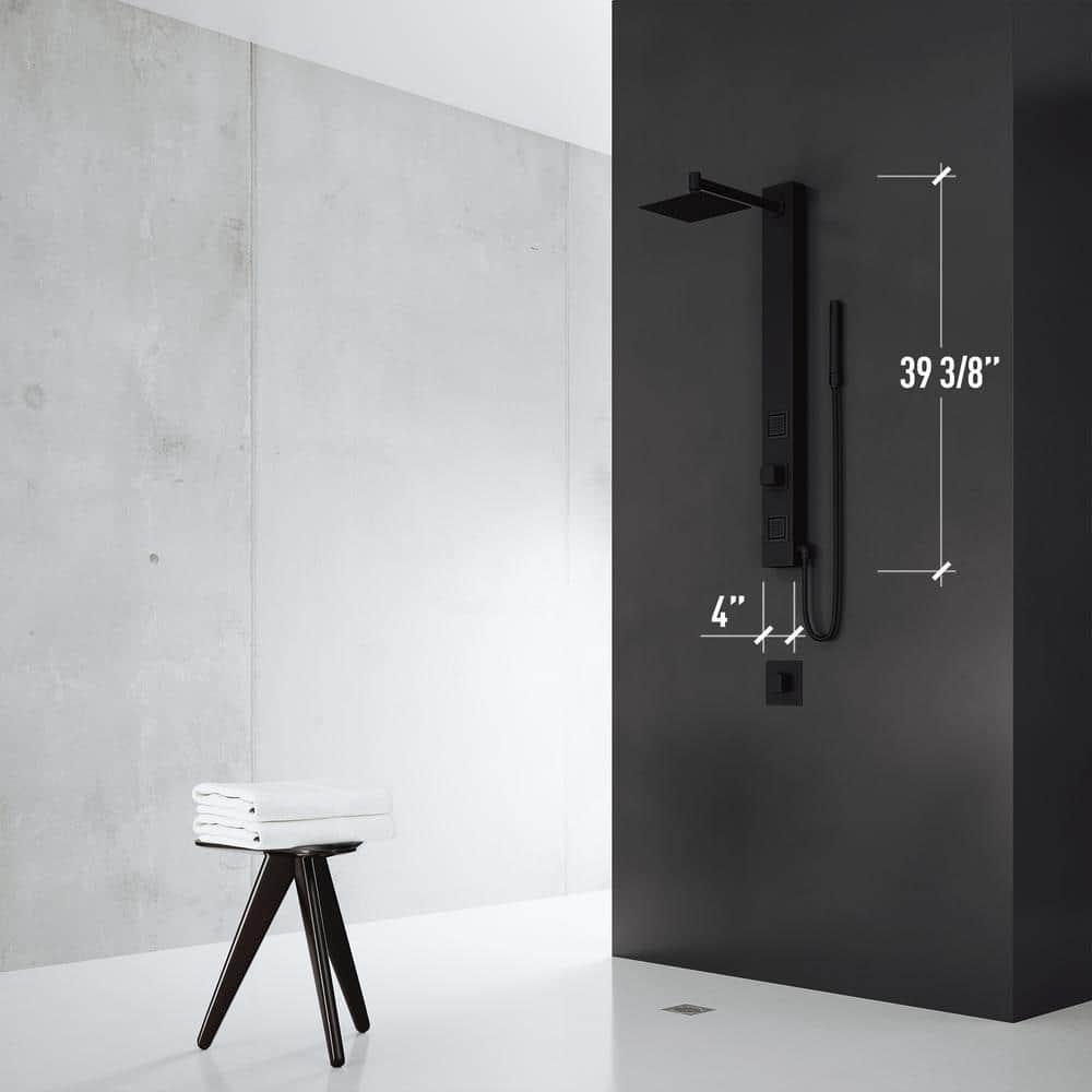 Orchid 39" H X 4" W 2-Jet Shower System with Hand Wand - Requires existing shower head connection