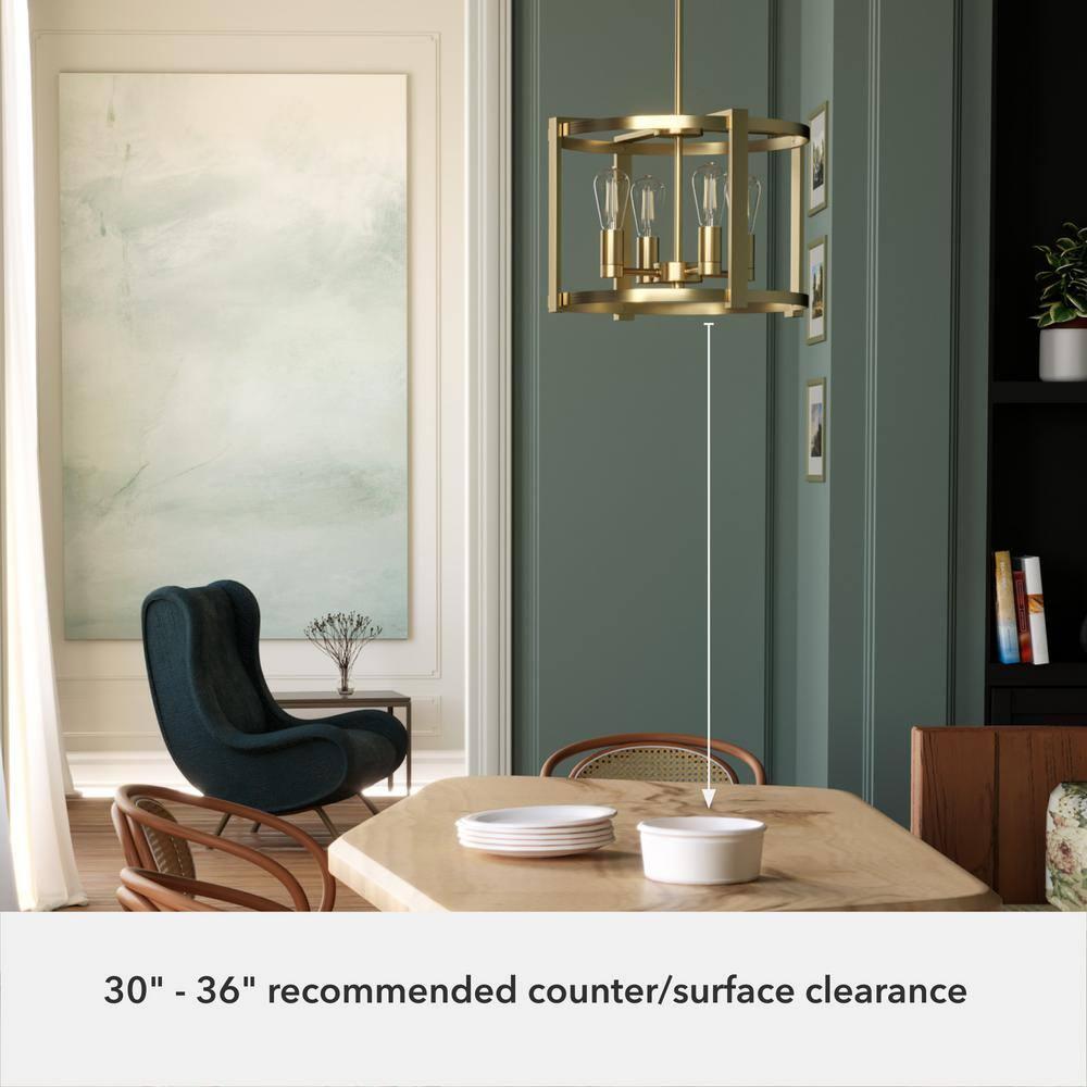 Hunter - Astwood 4-light Alturas Gold, Medium Size Chandelier, Dimmable, Caged Style, Drum Shaped, for Bedrooms, Kitchens, Dining, Living Rooms - 19958
