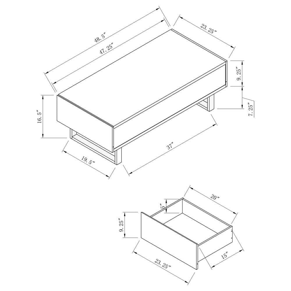 Coaster Contemporary Wood 2-Drawer Rectangular Coffee Table in White