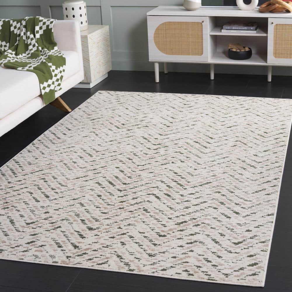 SAFAVIEH Adirondack Altan Striped Area Rug, Ivory/Dark Green, 5'1" x 7'6"