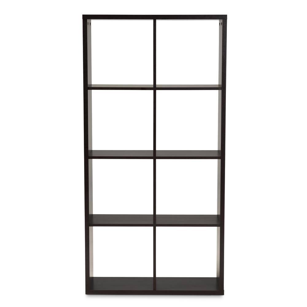Janne 8 Cube Multipurpose Storage Shelf Dark Brown - Baxton Studio: Mid-Century Modern Cubby Organizer, Particle Board Frame