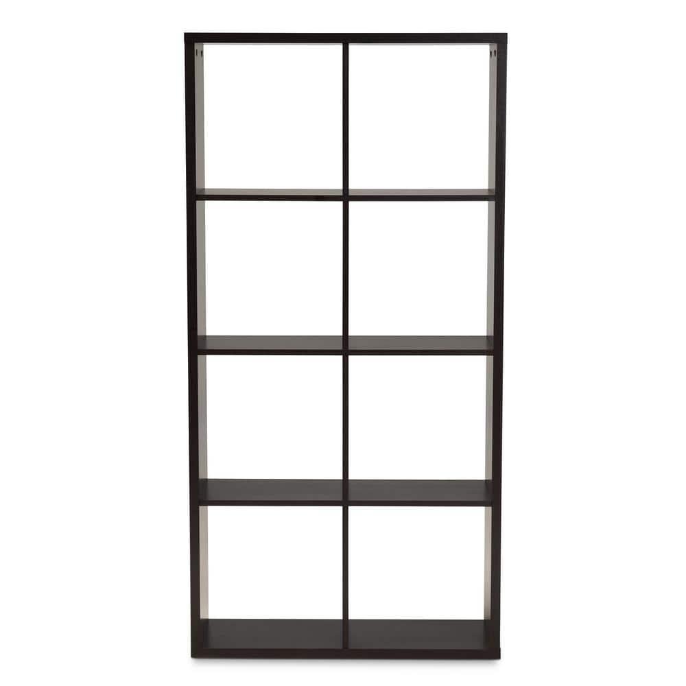 Janne 8 Cube Multipurpose Storage Shelf Dark Brown - Baxton Studio: Mid-Century Modern Cubby Organizer, Particle Board Frame