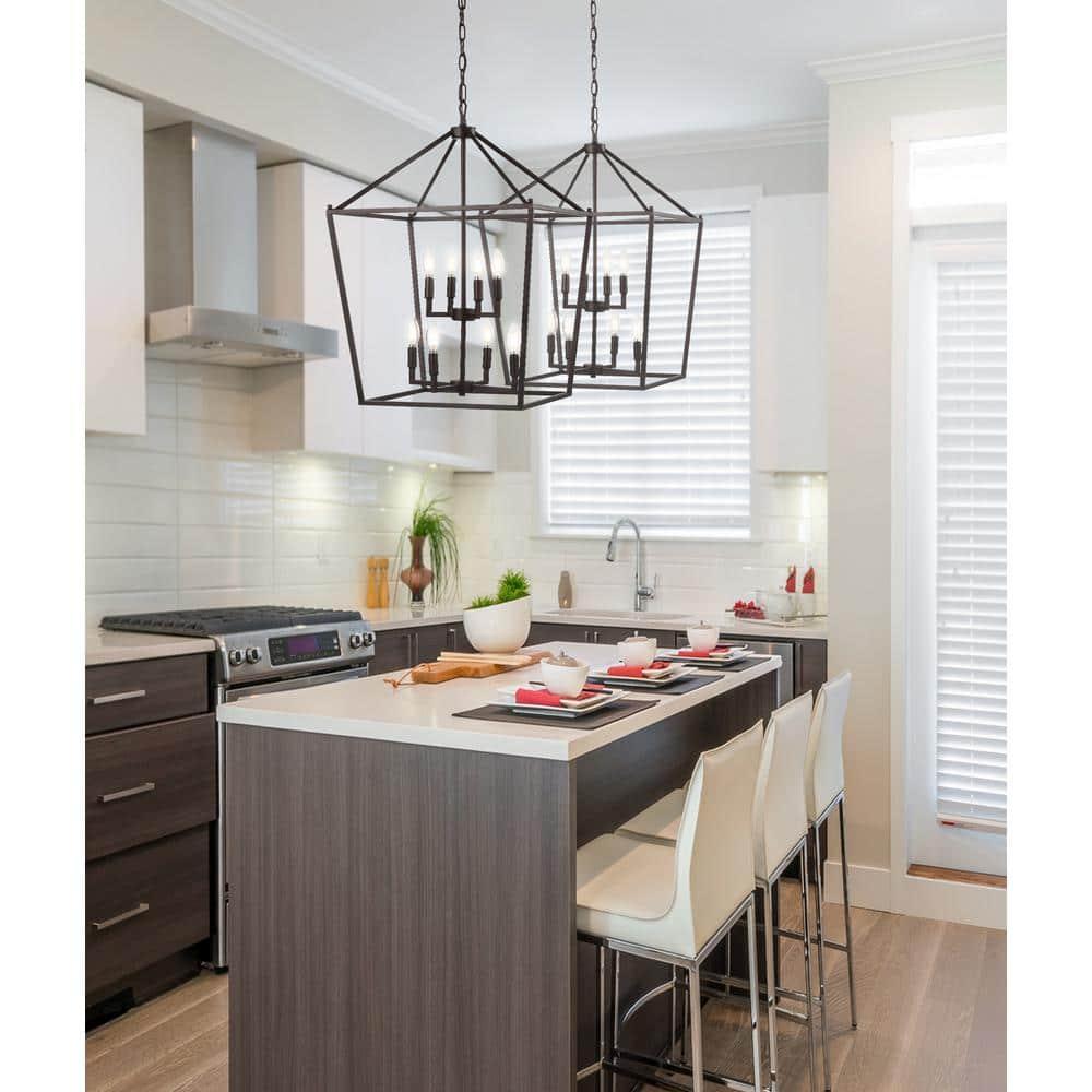 Pagoda 20" 8-Bulb Lantern Metal LED Pendant, Oil Rubbed Bronze