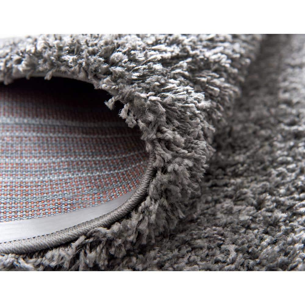 Unique Loom 4' 1 x 6' 1 Solid Shag Graphite Gray Area Rug