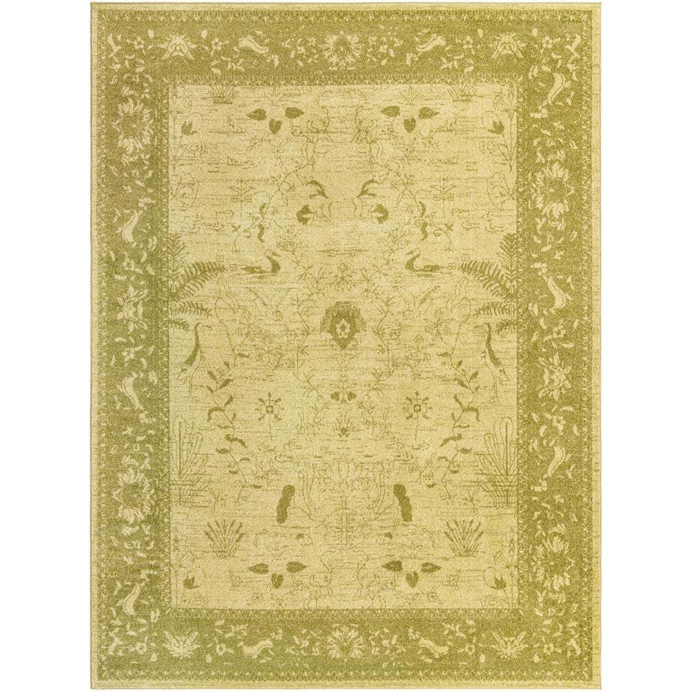 Unique Loom 9' 0 x 12' 0 Light Green La Jolla Floral Area Rug