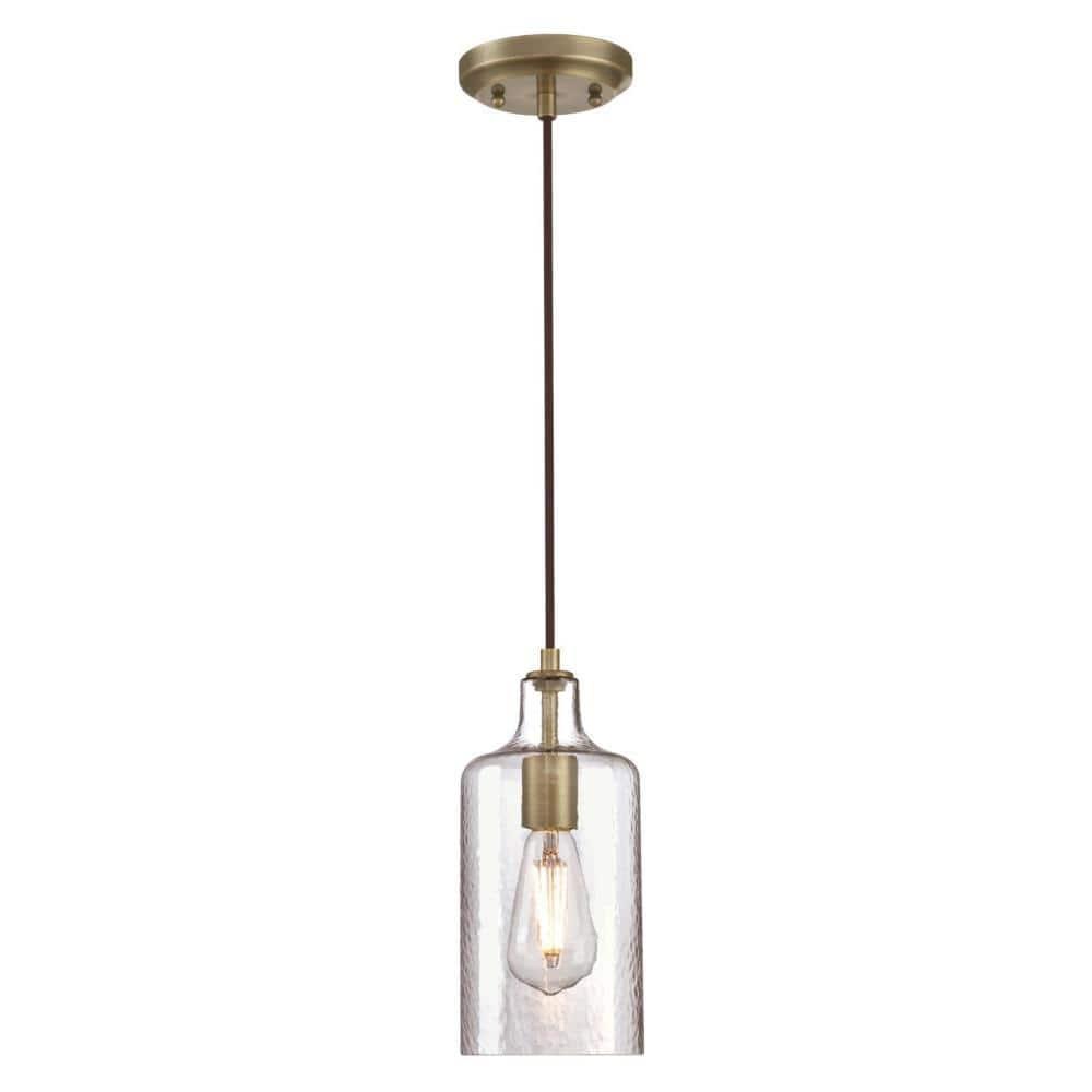 Westinghouse Carmen Mini Pendant Antique Brass Finish Clear Textured Glass