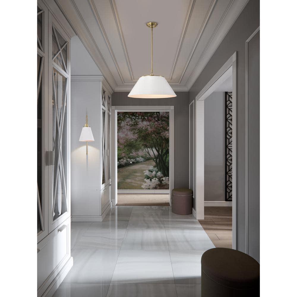 Nuvo Lighting Dover 3 Light Large Pendant White with Vintage Brass