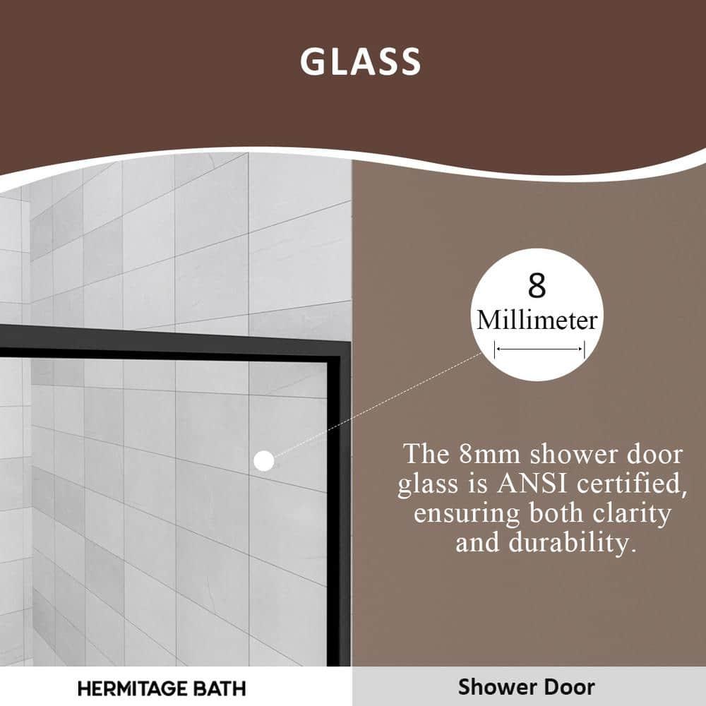 Hermitage Bath Hilma 34 In. W X 72 In. H Fixed Framed Shower Door In Matte Black Finish With Patterned Glass 1010A-HBMB